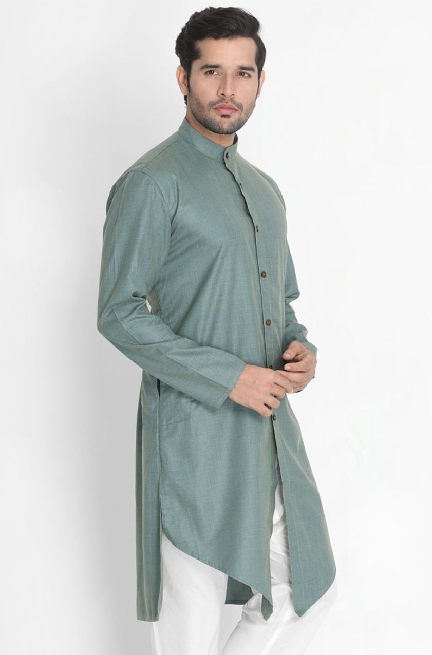Men's Green Cotton Kurta