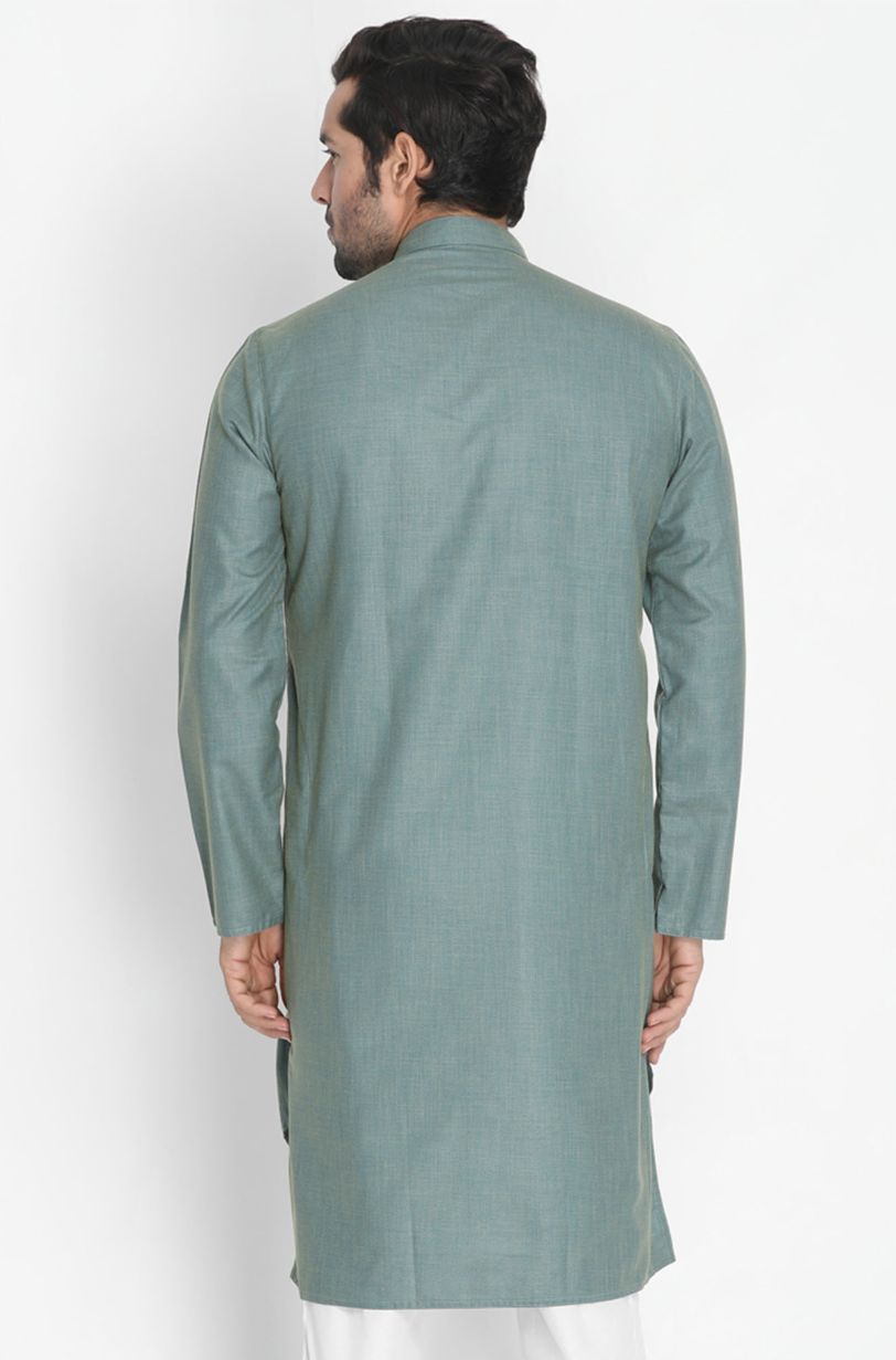 Men's Green Cotton Kurta