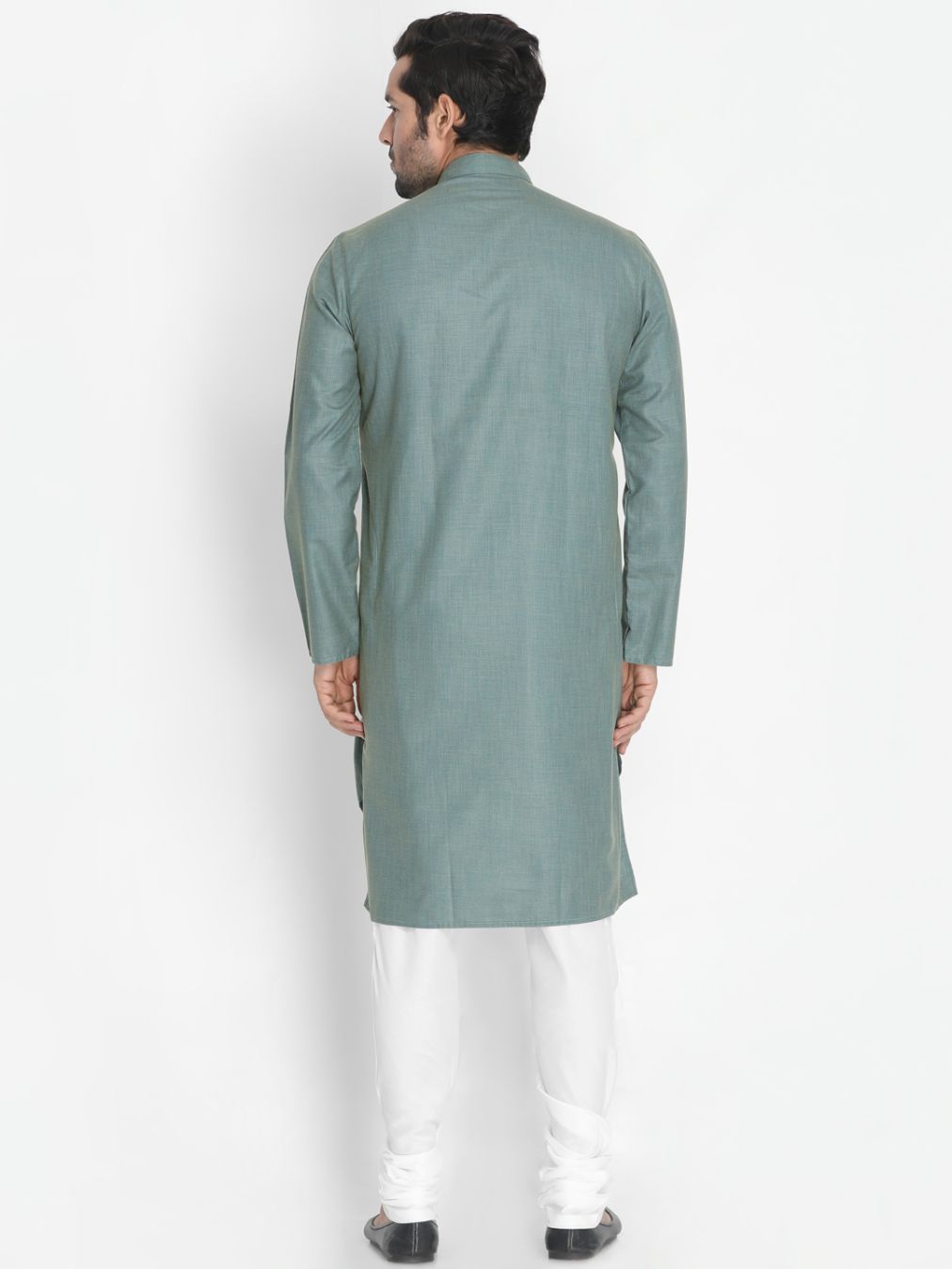 Men's Green Cotton Blend Kurta and Pyjama Set