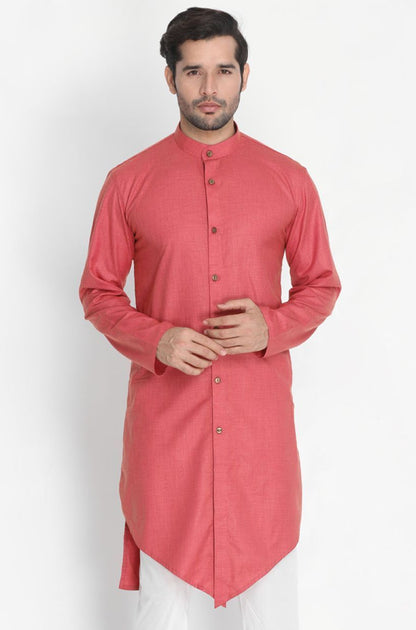 Men's Pink Cotton Kurta