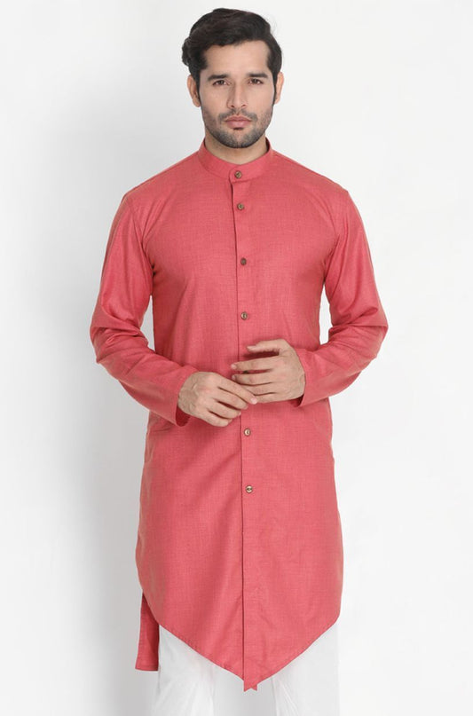 Men's Pink Cotton Kurta