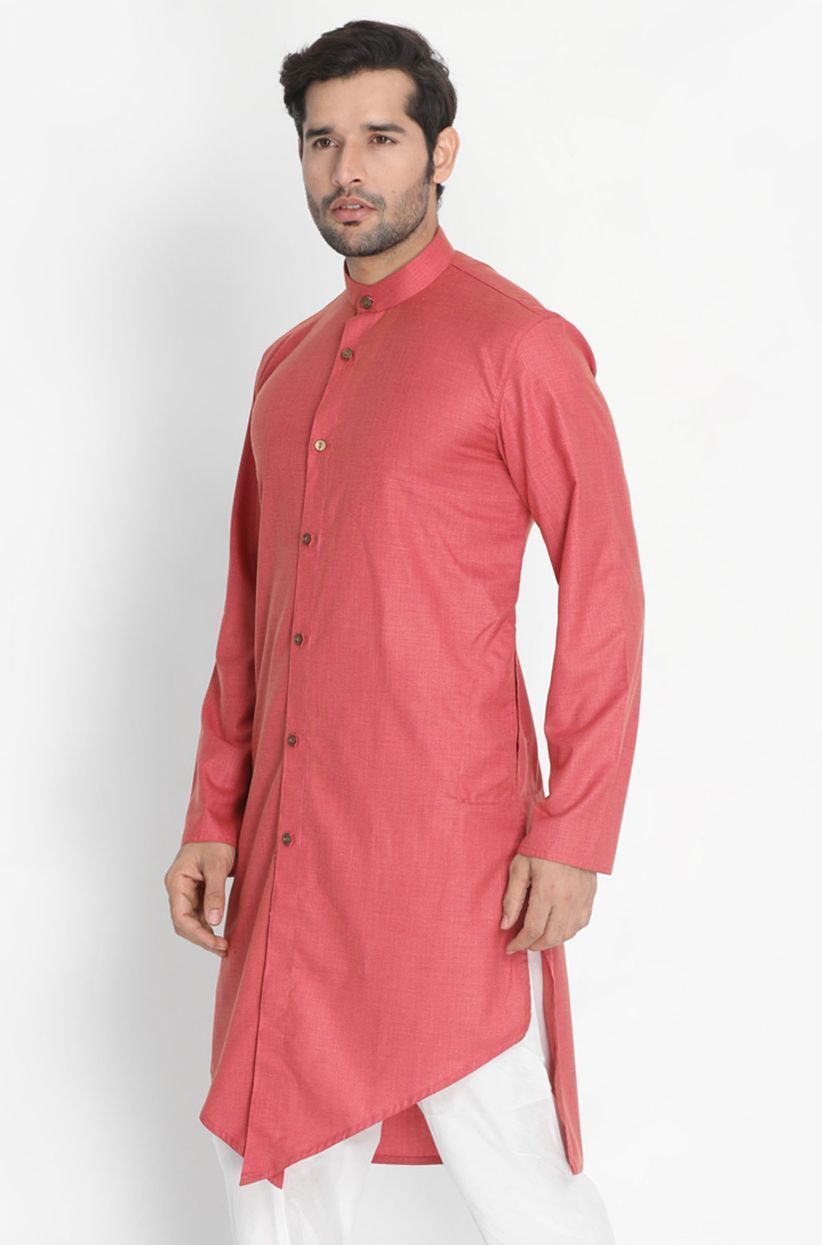 Men's Pink Cotton Kurta