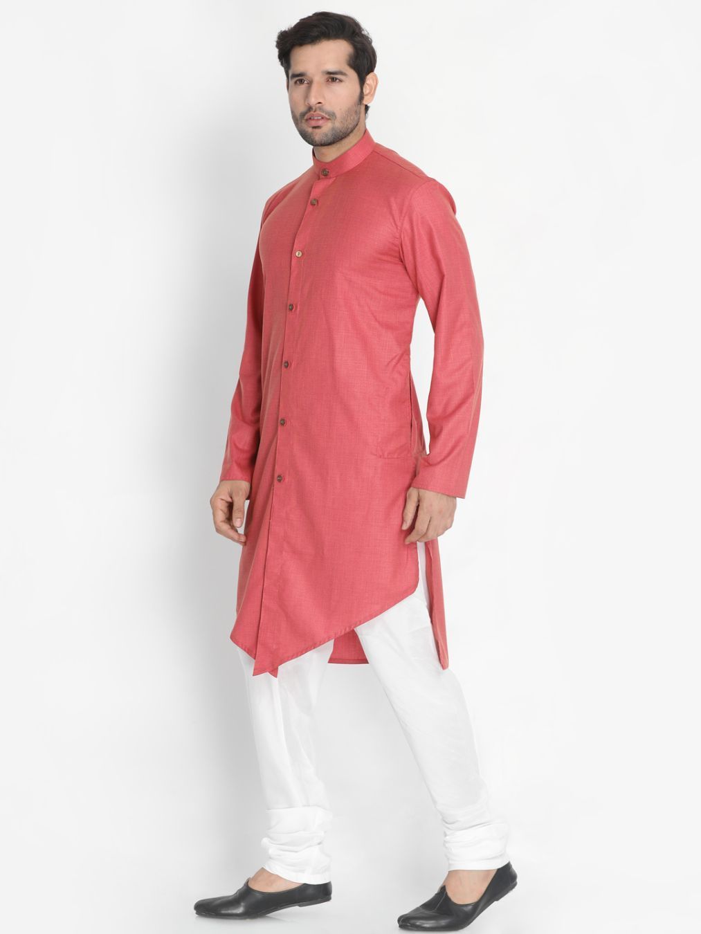 Men's Pink Cotton Blend Kurta and Pyjama Set