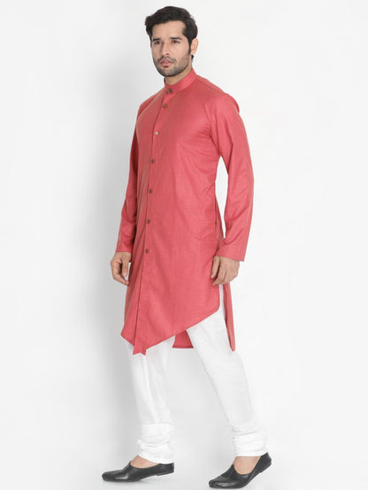 Men's Pink Cotton Blend Kurta and Pyjama Set