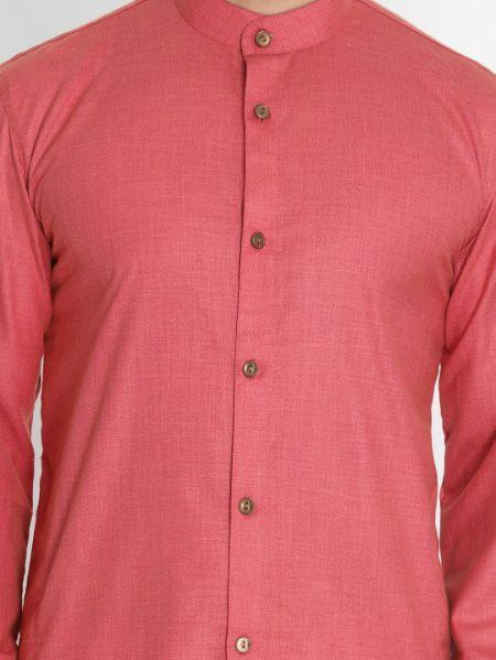 Men's Pink Cotton Blend Kurta and Pyjama Set