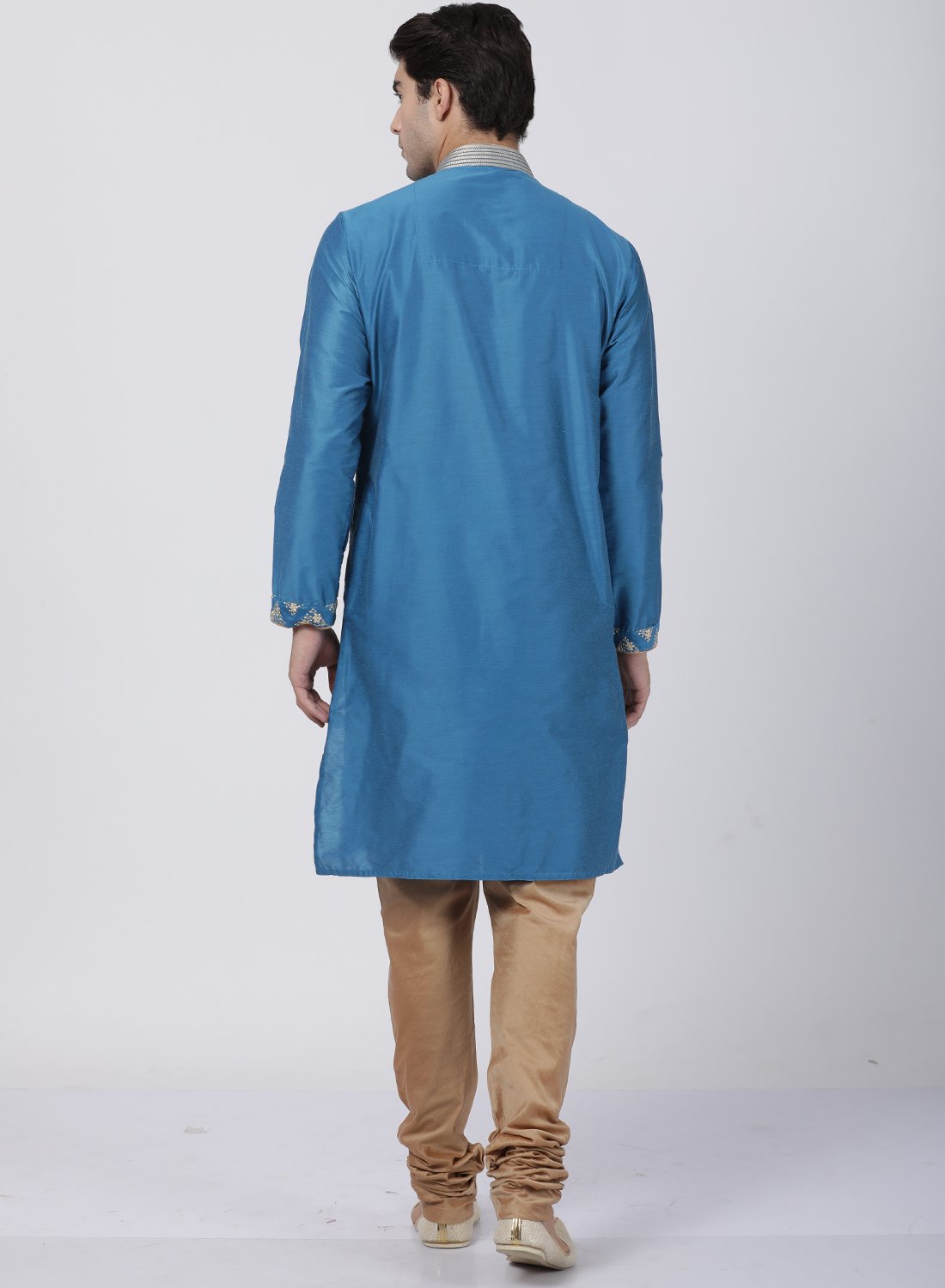 Men's Dark Green Cotton Silk Blend Kurta and Pyjama Set