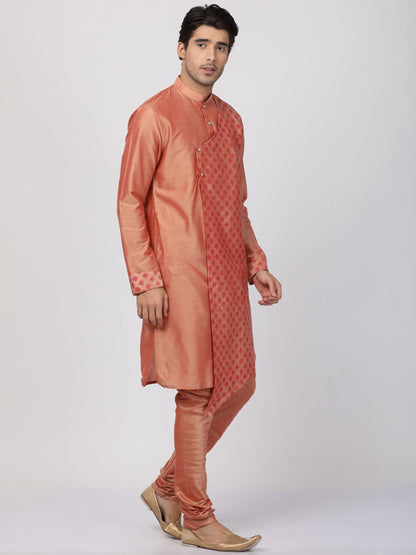 Men's Pink Cotton Silk Blend Kurta and Pyjama Set