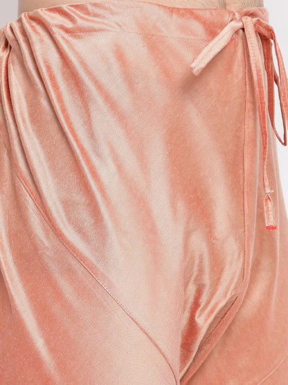 Men's Pink Cotton Silk Blend Kurta and Pyjama Set