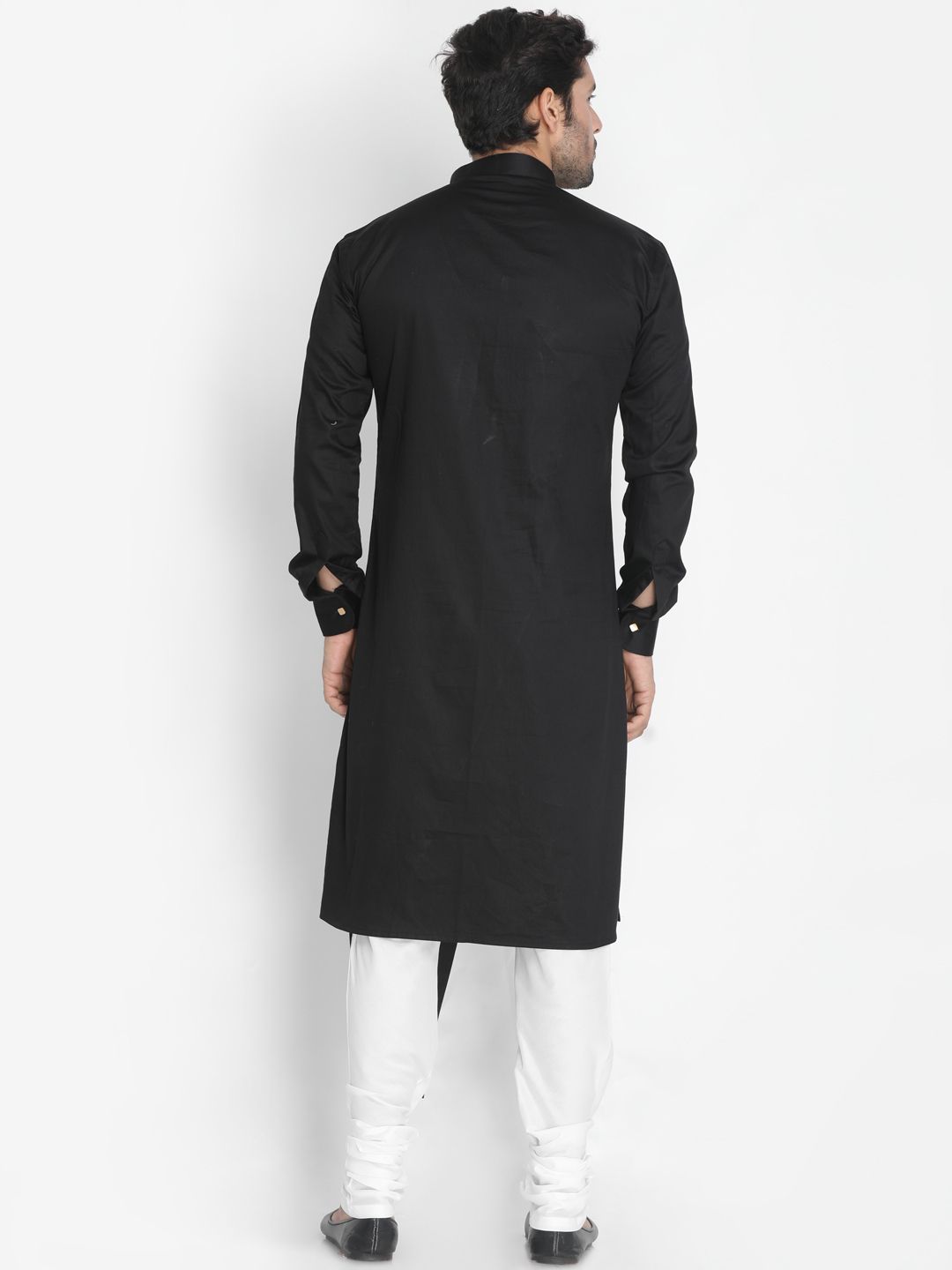 Men's Black Cotton Silk Blend Kurta and Pyjama Set