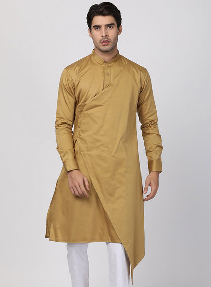 Men's Beige Cotton Blend Kurta