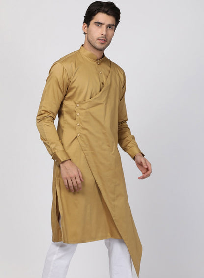 Men's Beige Cotton Blend Kurta