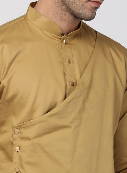 Men's Beige Cotton Blend Kurta