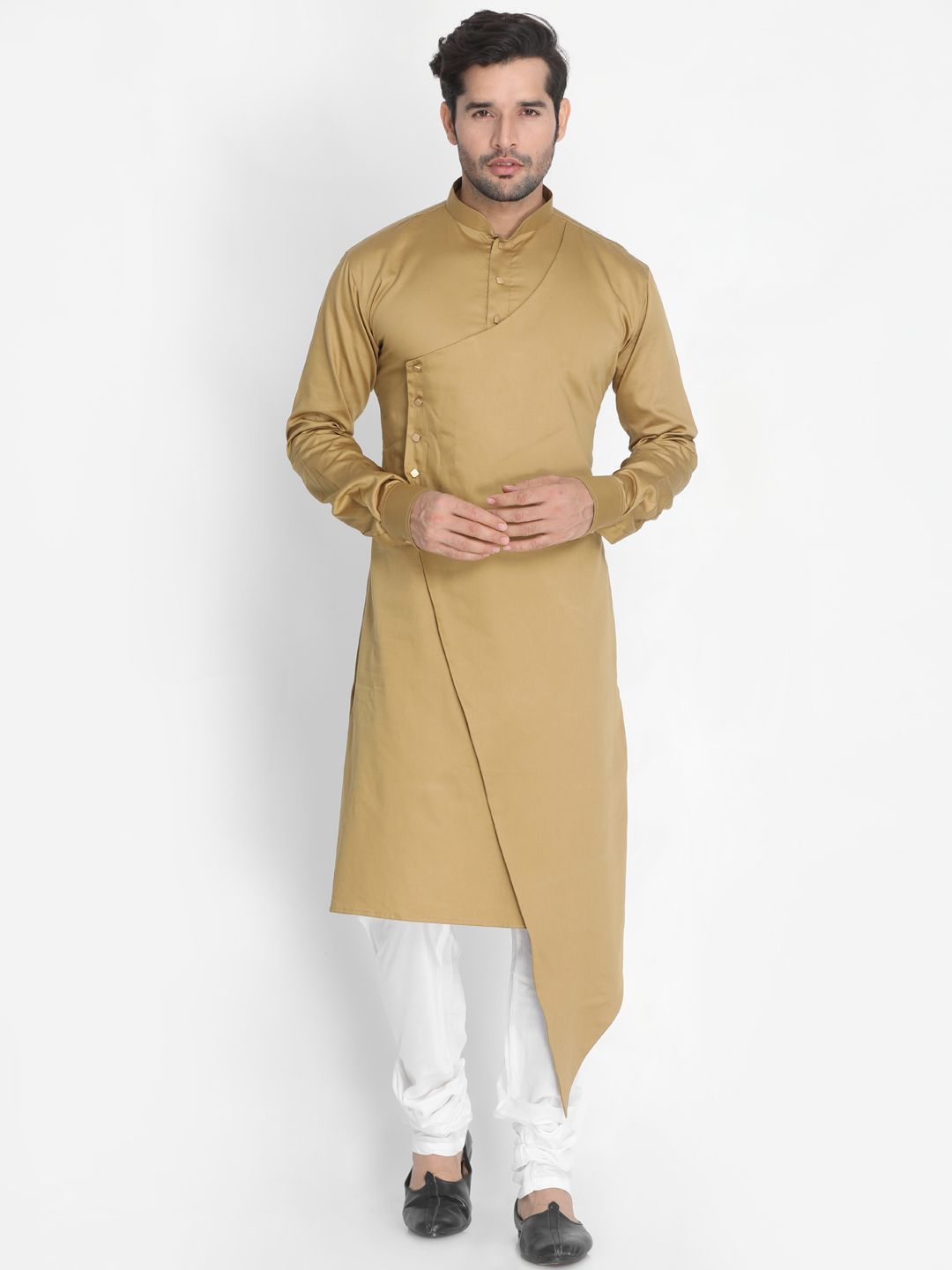 Men's Yellow Cotton Silk Blend Kurta and Pyjama Set