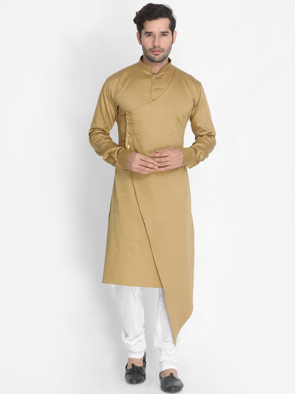 Men's Yellow Cotton Silk Blend Kurta and Pyjama Set