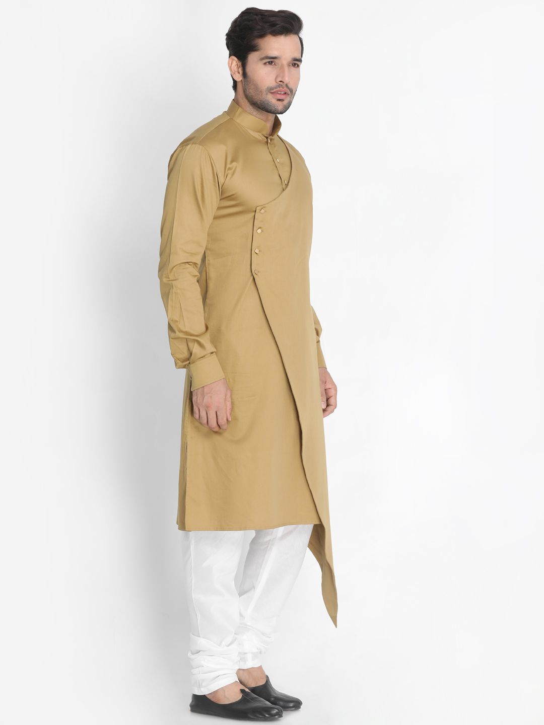 Men's Yellow Cotton Silk Blend Kurta and Pyjama Set