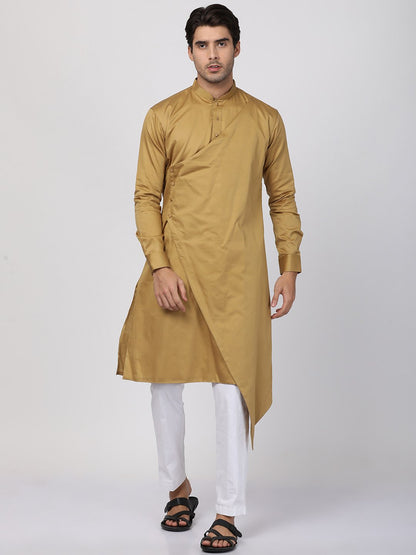 Men's Beige Cotton Blend Kurta
