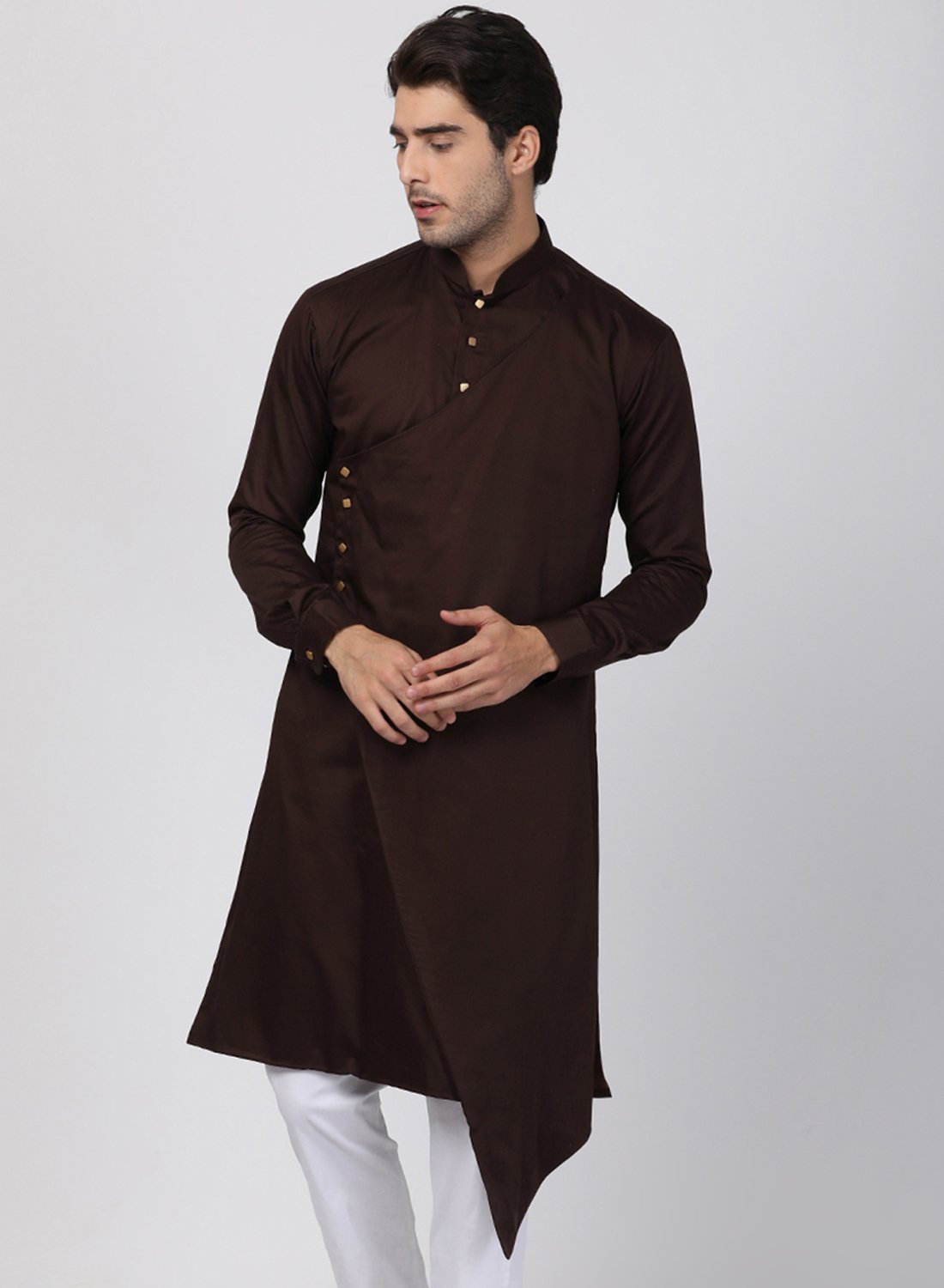Men's Brown Cotton Blend Kurta