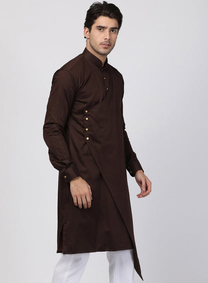 Men's Brown Cotton Blend Kurta