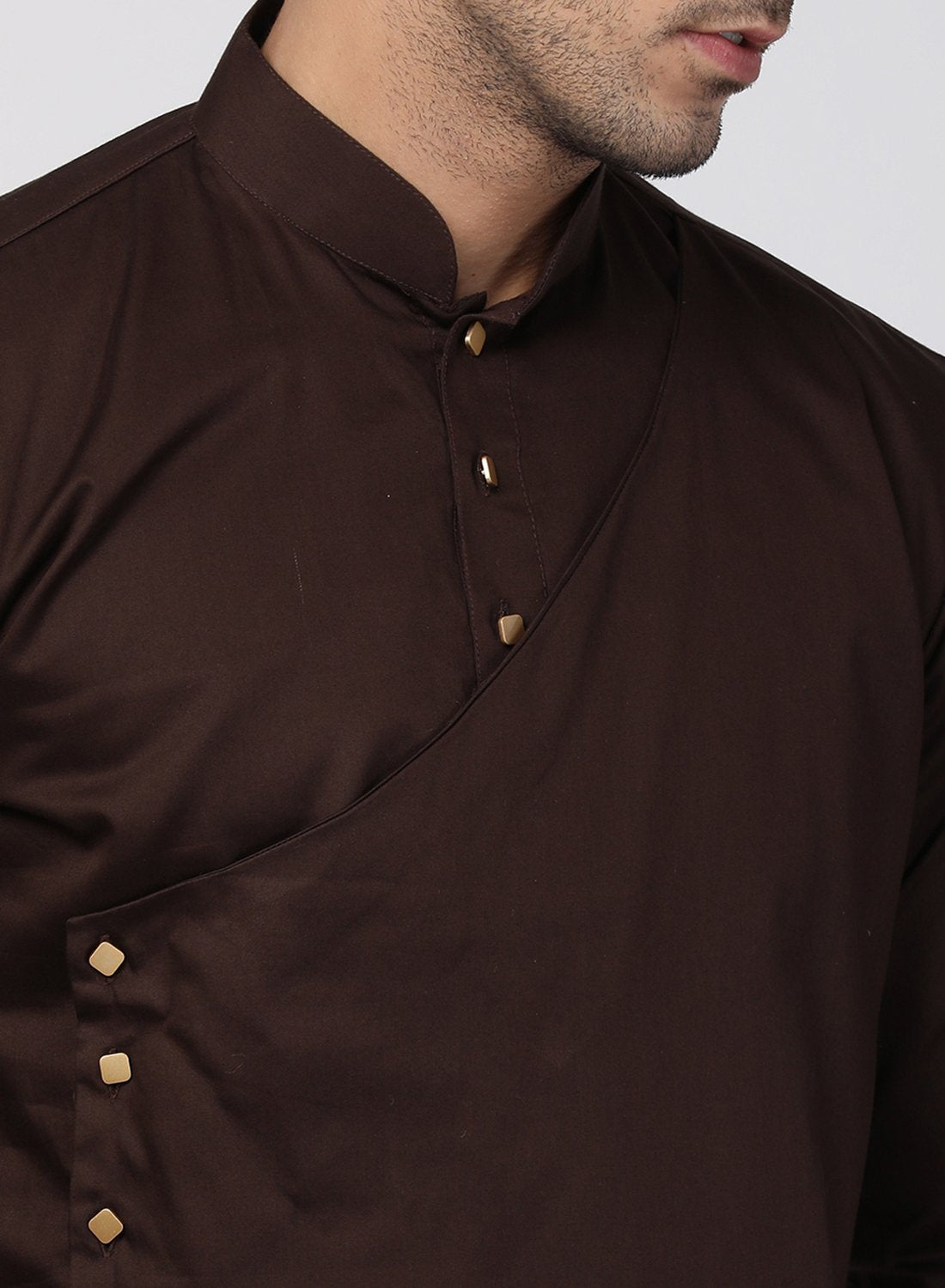Men's Brown Cotton Blend Kurta