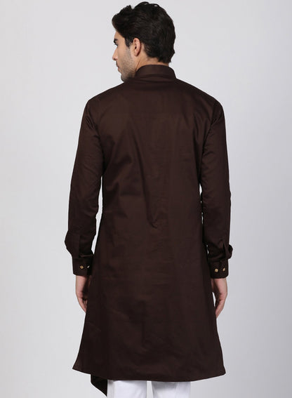 Men's Brown Cotton Blend Kurta