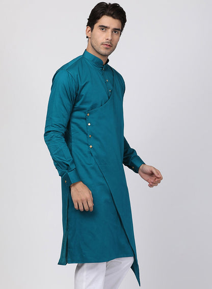 Men's Green Cotton Blend Kurta