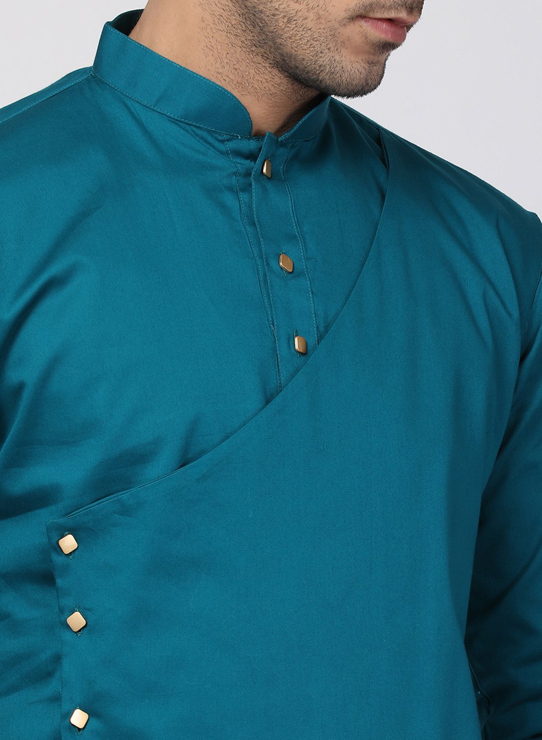 Men's Green Cotton Blend Kurta