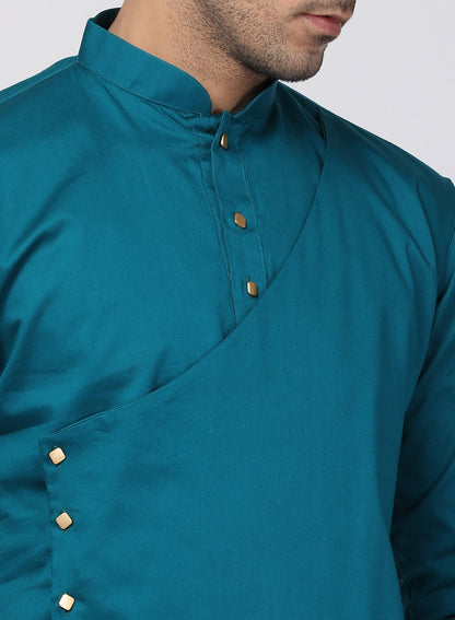 Men's Green Cotton Blend Kurta