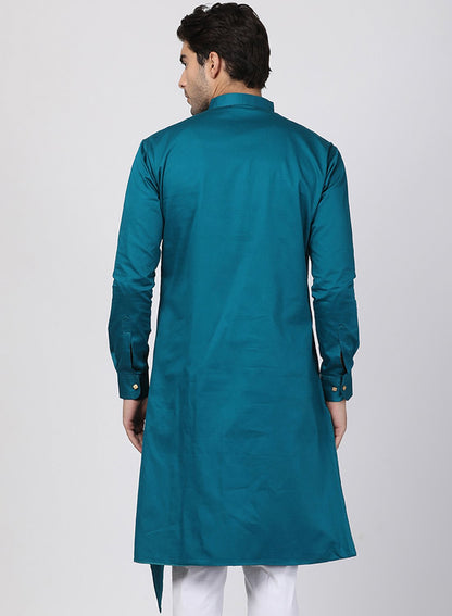Men's Green Cotton Blend Kurta