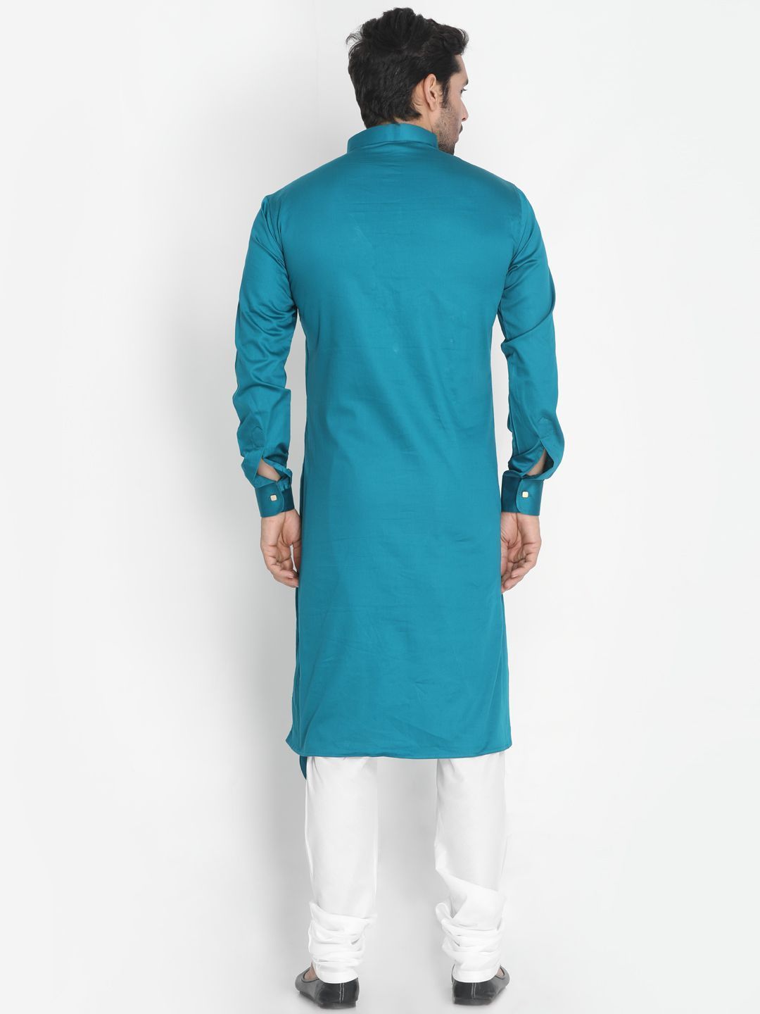 Men's Green Cotton Silk Blend Kurta and Pyjama Set