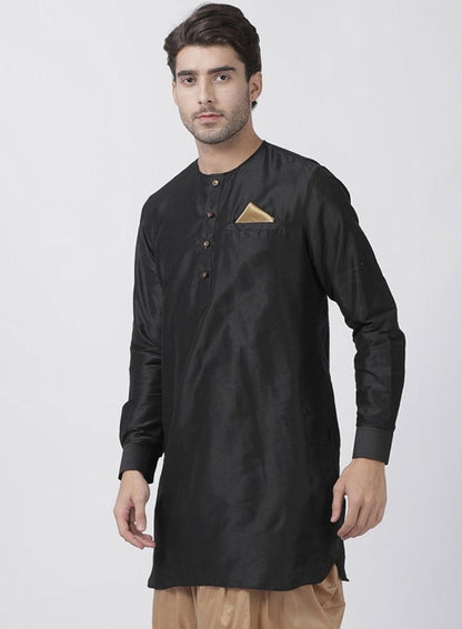 Men's Black Cotton Blend Kurta