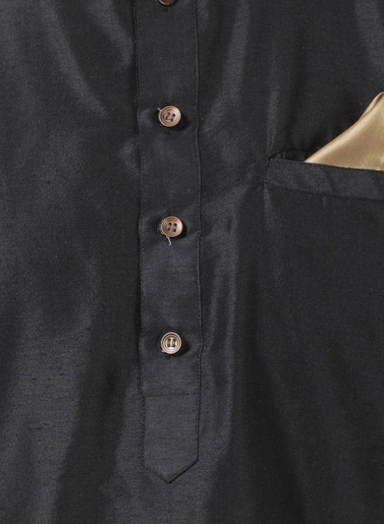 Men's Black Cotton Blend Kurta
