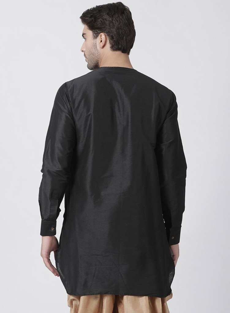 Men's Black Cotton Blend Kurta