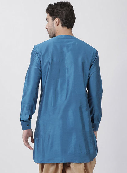 Men's Dark Blue Cotton Blend Kurta