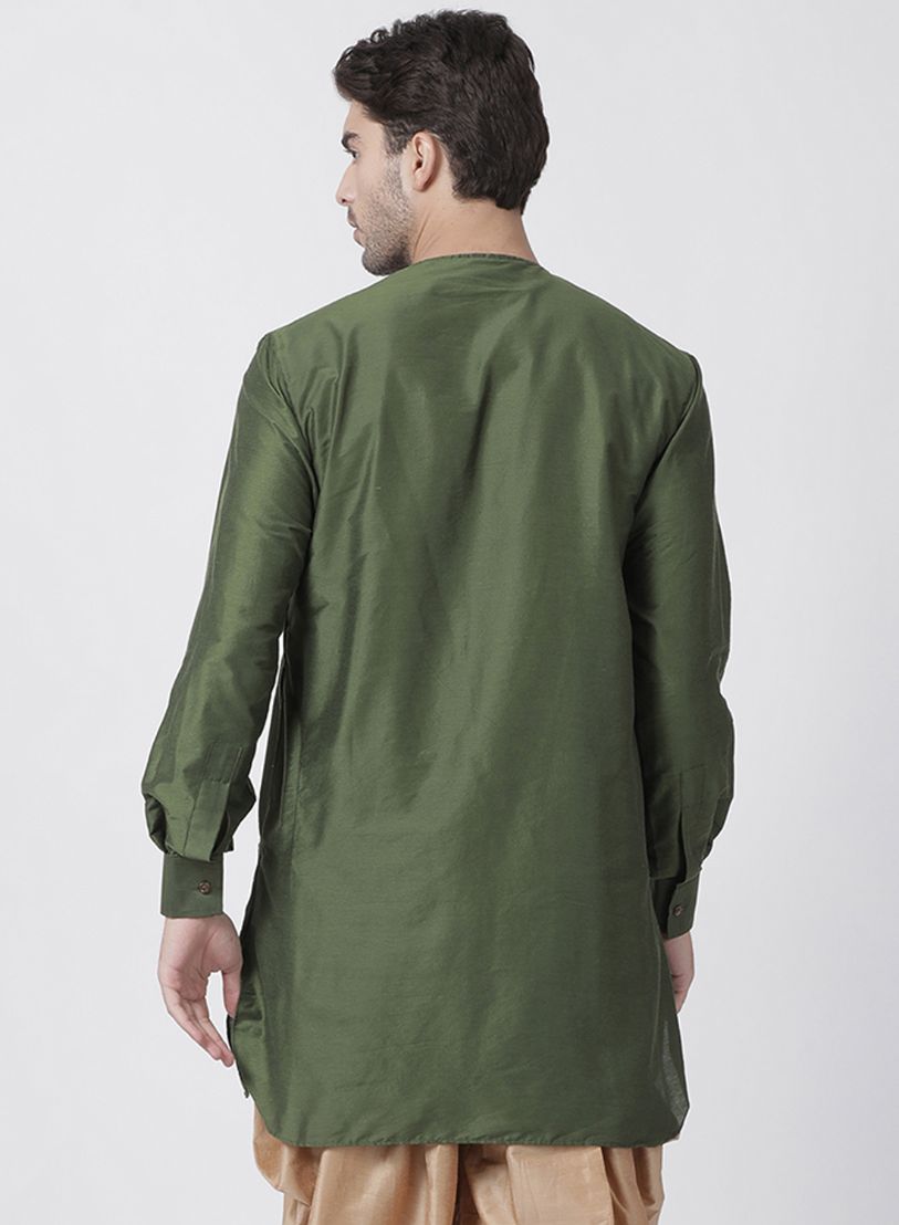 Men's Green Cotton Blend Kurta