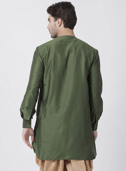 Men's Green Cotton Blend Kurta