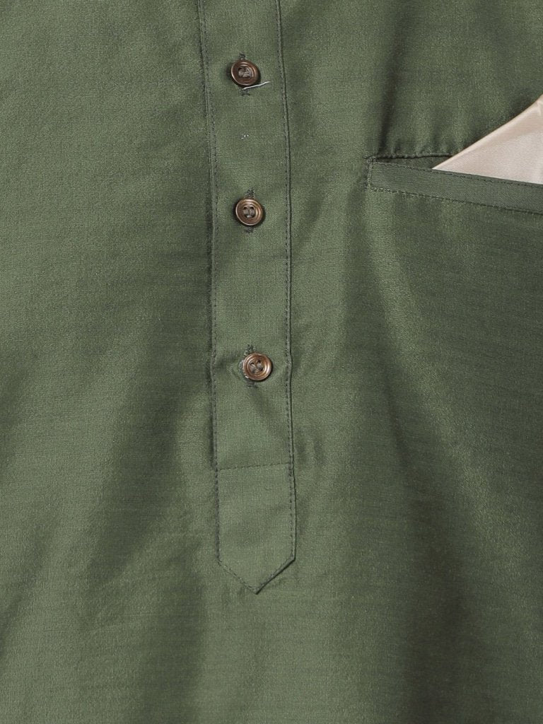 Men's Green Cotton Blend Kurta and Dhoti Pant Set