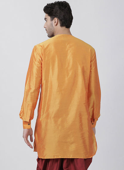 Men's Orange Cotton Blend Kurta