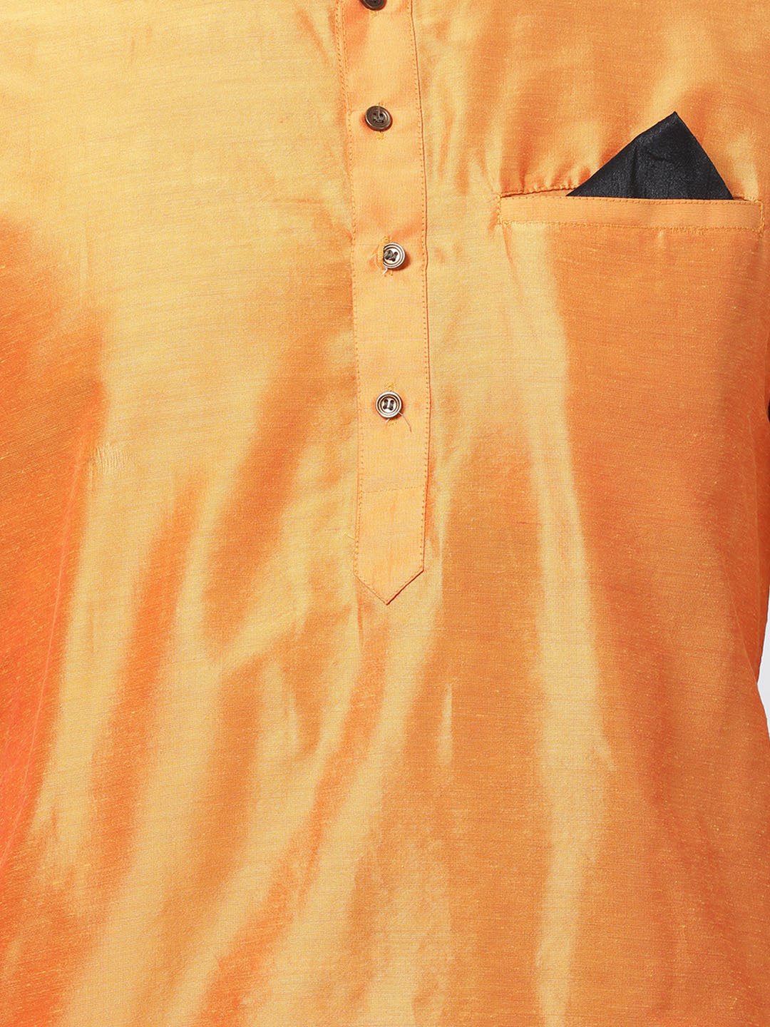 Men's Orange Cotton Blend Kurta and Pyjama Set