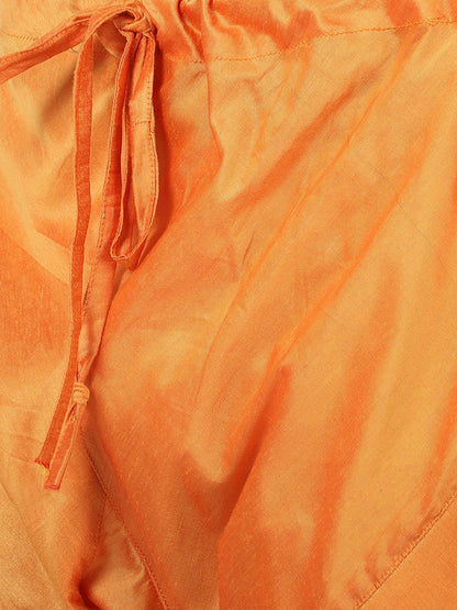 Men's Orange Cotton Blend Kurta and Pyjama Set