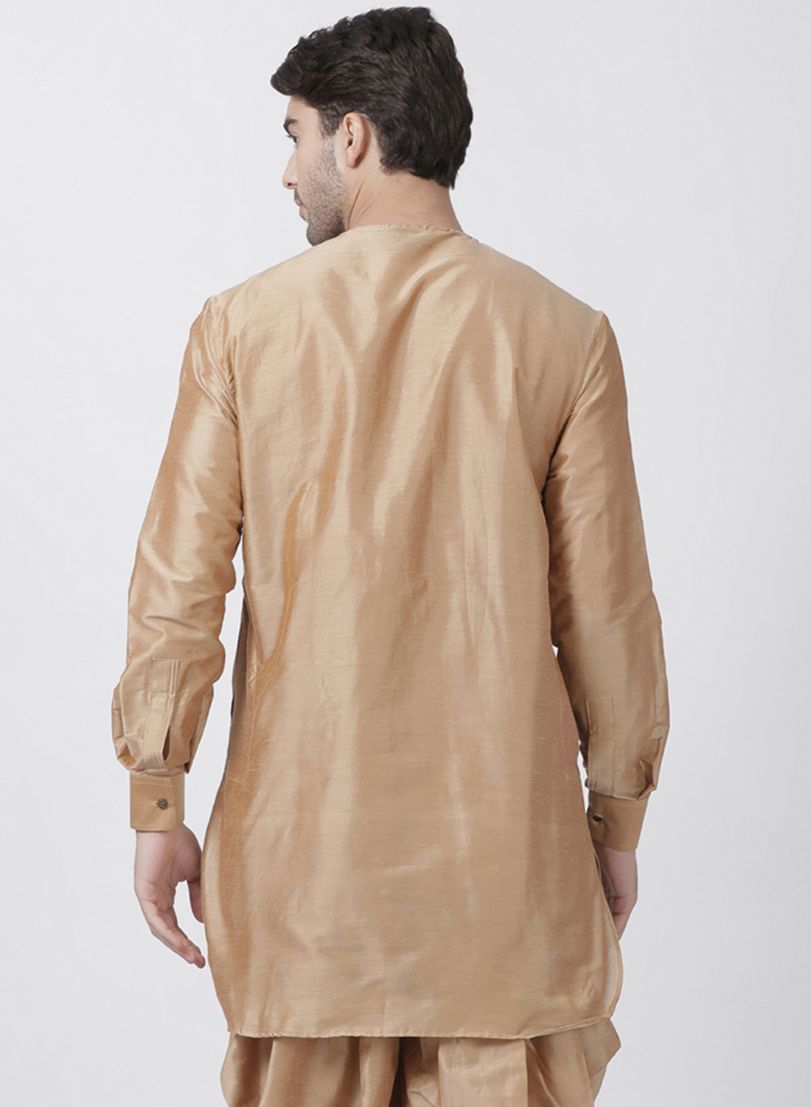 Men's Gold Cotton Blend Kurta