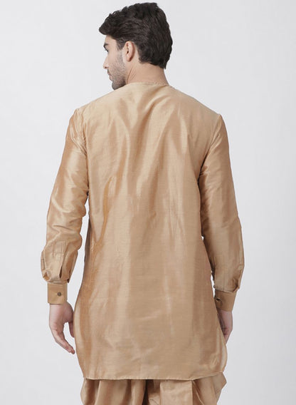 Men's Gold Cotton Blend Kurta