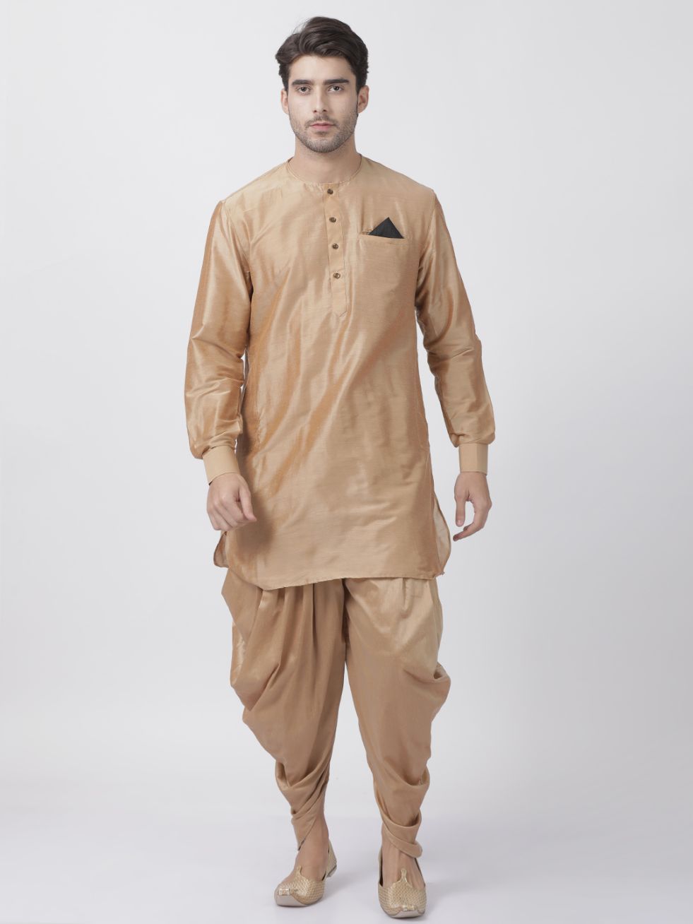 Men's Gold Cotton Blend Kurta