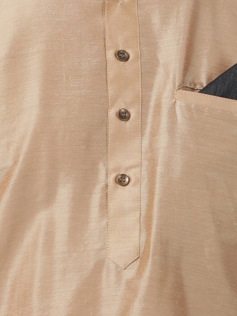 Men's Gold Cotton Blend Kurta and Dhoti Pant Set