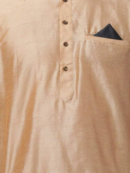 Men's Gold Cotton Blend Kurta and Pyjama Set