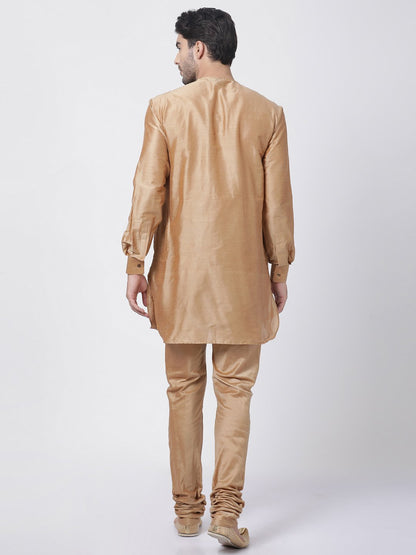 Men's Gold Cotton Blend Kurta and Pyjama Set