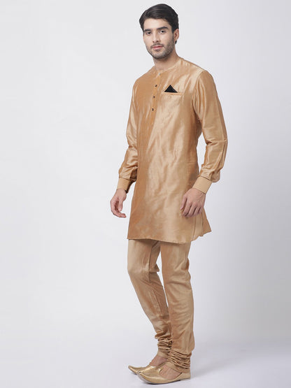 Men's Gold Cotton Blend Kurta and Pyjama Set