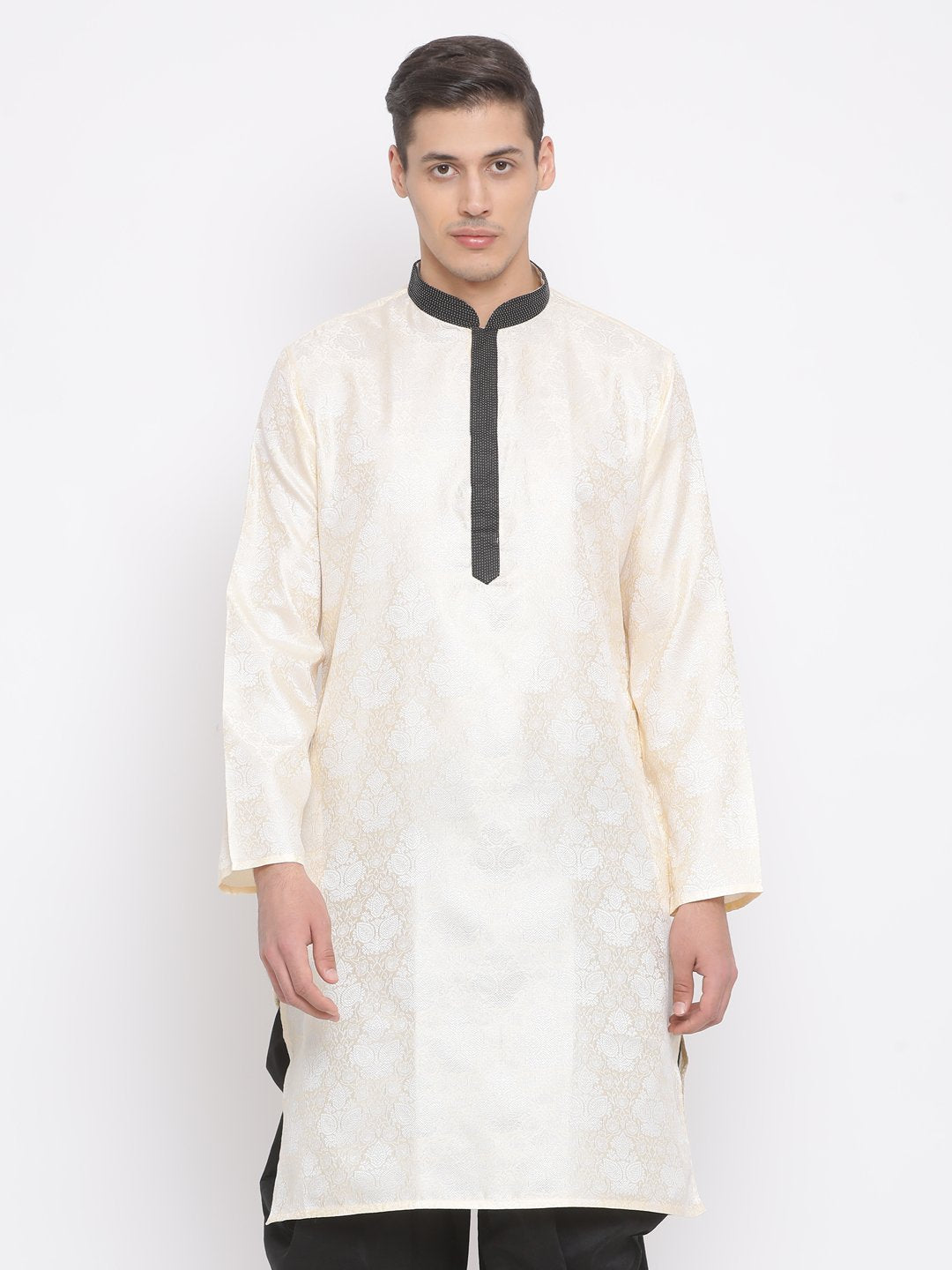 Men's Gold Cotton Silk Blend Kurta