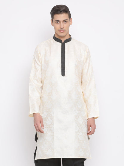 Men's Gold Cotton Silk Blend Kurta