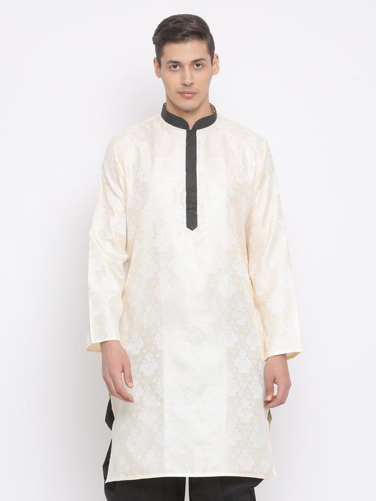 Men's Gold Cotton Silk Blend Kurta
