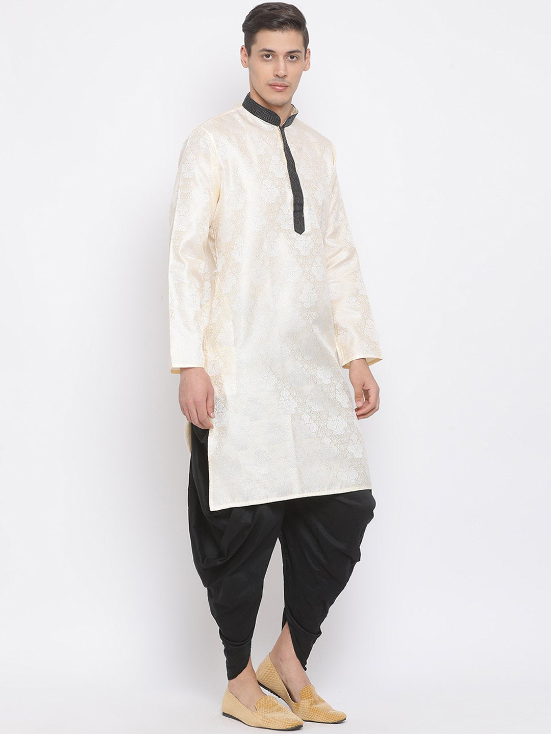 Men's Gold Cotton Silk Blend Kurta